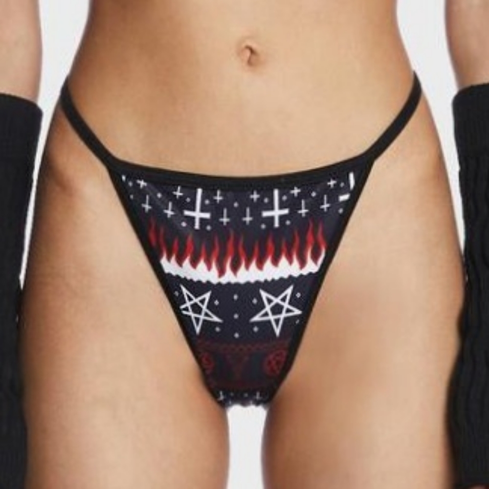 Too Fast Satanic Print Nordic Thong